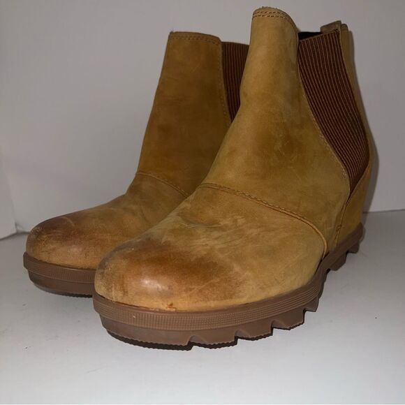 Sorel Boots Womens 9.5 Joan Of Artic Wedge II Chelsea NL3022-240 Brown Leather - Picture 9 of 11